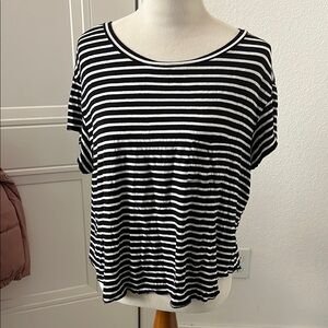 Black and White Striped Women's Top